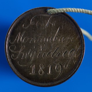 Medal on F. Montauban van Swijndregt, penning footage silver, engraved text engraved: F. Montauban v. Swijndregt 1819