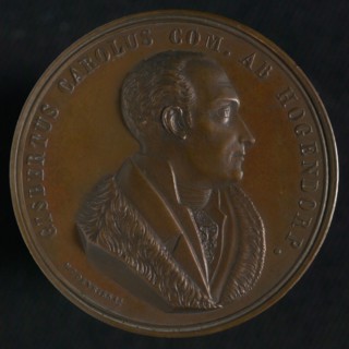 M.C. de Vries jr., Medal on the death of Gijsbert Karel Graaf van Hogendorp (1762-1834), death certificate medal figure bronze