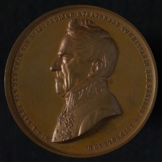 design: David van der Kellen, Medal in honor of Mr. J.. Baron van der Heim van Duijvendijke, medallion medal bronze, beaten
