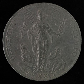Jan Smeltzing I, Medal on the 20-year file between France, Spain and the Netherlands, medallion medals lead metal, Pallas Athene