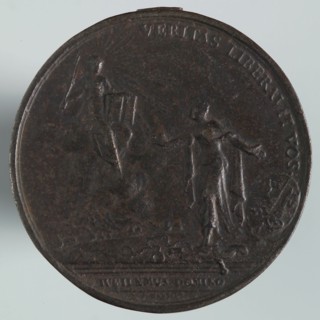J. Dassier, artist, Medal on the second centenary of the Church Reform in Geneva, medallion image found on the bottom of iron