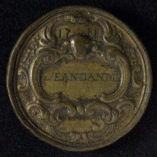 Guild medal for St. Luke Guild, guild medal penning identification carrier brass, An ox's head with the St. Luke shield