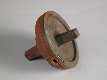 Two-piece bronze mold for lid of pot or jug, cast molding tool tools base metal bronze, cast turned Two-piece bronze mold