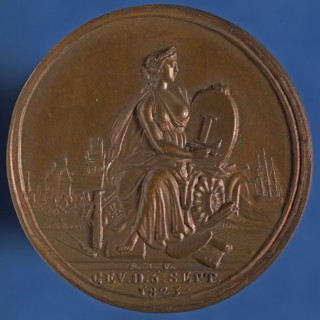 A. Bemme, Medal of 50 years of existence Society of HIERDOOR TOT HOOGER, medallion bronze bronze medallions 3.9, Image Muse