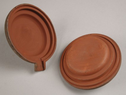 Two-piece bronze mold for lid of pot or jug, mold casting tool tools base metal bronze, cast Two-piece bronze mold for casting