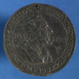 Medal Jan Hus, medallion metal lead metal, bust Johannes Hus, CREDO legend. VNAM. ESSE. ECCLESIAM. SANCTAM. CATHOLICAM IOA - NVS