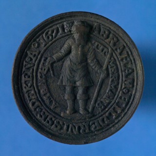 Willem de Laet, Medal Timmermansgilde Middelburg 1671, guild penny penning identification carrier metal, Black metal penny