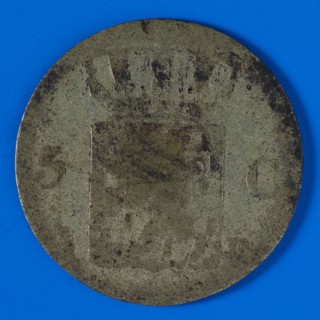 G.D. de Bourgogne Herlaer (mint master), 5 cents, the Netherlands, 1825, beaten in Brussels, penny coin money exchange medium