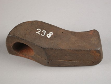 Two parts of three-piece bronze mold for spout of jug, mold casting tool tools equipment base metal bronze, cast Three-piece