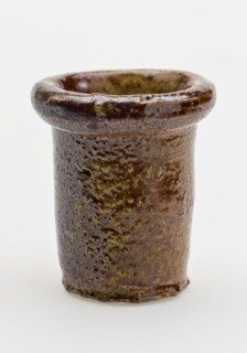Stoneware ointment jar, cylindrical with thickened upper edge, ointment jar pot holder soil find ceramic stoneware glaze salt