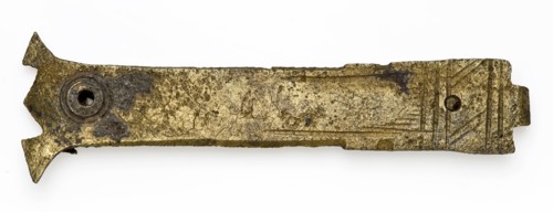 Brass book closure, with linear engraving, decorative fittings soil find copper brass metal, clipped engraved Part of book