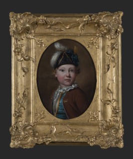 Jan Stolker, Portrait of boy (son of the painter?), portrait painting footage wood oil, Oval portrait of boy half-length