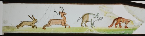 Hand-painted lantern plate with animals, slide slide slideshope images glass paper, Hand-painted slides with top and bottom