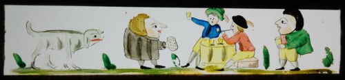 Hand-painted lantern plate with drinking gauze, slide plate slideshope images glass paper, Hand-painted slides with top