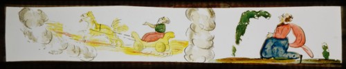 Hand-painted lantern plate with the ascension of Elijah, slide slide slideshope images glass paper, Hand-painted slides