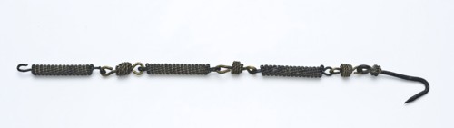 Copper casing closure, chain with cylindrical links and hook at end, chain closure clothing accessory clothing soil find brass
