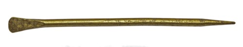 Writing pen, tapering, with spatula-shaped end, writing pen soil find copper brass metal, die-cast Pointed brass tip