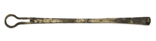 Half of narrow lever closure with transfer eye, fitting, fitting fitting batter soil found copper brass metal, struck Half