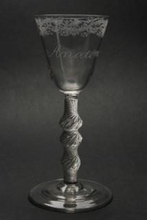 Chalice glass engraved with Anatomia, wine glass drinking glass drinkware tableware holder glass lead glass, gram free blown