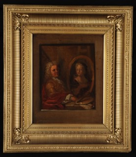 Dionys van Nijmegen?, Portrait of Dionys van Nijmegen and Sara Stiermans, portrait painting material wood linen oil paints 31,5