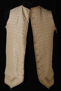 Men's vest made of champagne-colored silk with tambourer work, vest outerwear men's clothing silk linen shoulder w 32,0, waist w