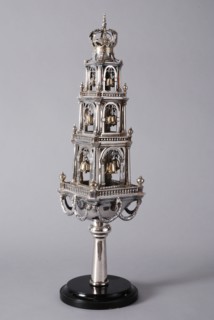 Silversmith: Hendrik Vrijman, Ornamental tower for Thorarol, three floors in the shape of the superstructure of the tower