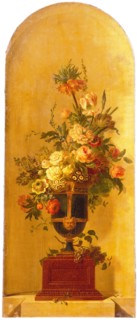 Willem van Leen, Painted wallpaper depicting flowers in vase, still life wallpaper painting painting material linen oil painting