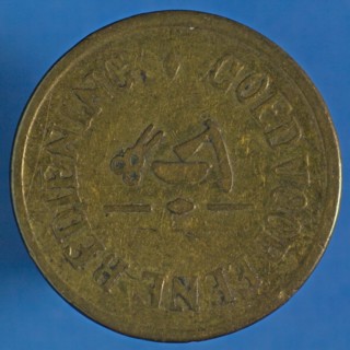 House currency of .. Dirckx, hairdresser in Rotterdam, coin home currency money swap bronze, bowl razor and scissors, GOOD