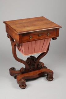 Rosewood Biedermeier sewing table, sewing table table furniture interior design wood rosewood silk brass, Rosewood Biedermeier