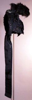 Black wrinkled satin cap-cap, capo hat hat headgear women's clothing silk satin cotton lace ostrich feathers glass