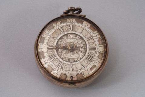 William Gib, Pocket watch with silver dial and golden hand, pocket watch watch movement measuring instrument silver steel brass