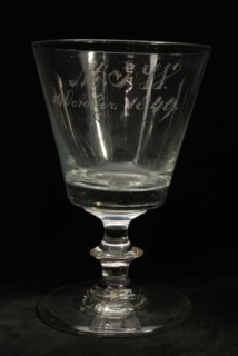 Chalice, engraved with H.J.W. October 14, 1849, wine glass drinking glass drinking utensils tableware holder glass, gram free
