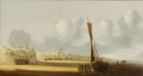 Simon de Vlieger, Boats on the beach at Scheveningen, painting visual material wood oil, Rotterdam Loan National Institute