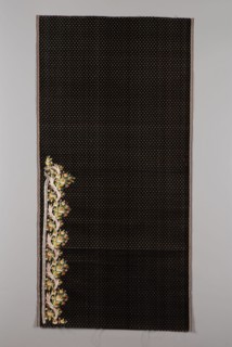 Uncut jacket of aubergine velvet embroidered with floral motifs: embroidered on velvet in five parts
