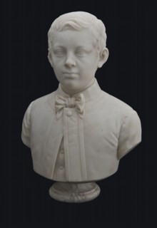 : Johan Theodore Stracké, Bust, portrait Elie van Rijckevorsel (1845-1928) at around the age of 12, on round baluster-shaped