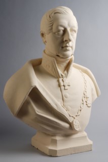 J.F. Stracké (?), Gypsum bust of Johan Frederic Hoffman (1791-1870), mayor of Rotterdam, with office chain and decorations, bust