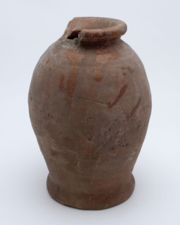 Pottery pot on stand, baluster shape, used in the sugar industry, sugar bowl pot holder soil find ceramic earthenware glaze lead