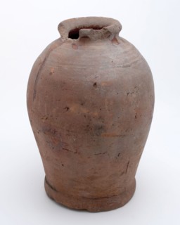 Pottery pot on stand, baluster shape, was used in the sugar industry, sugar bowl pot holder soil find ceramic earthenware glaze