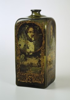Stock bottle, decorative bottle, painted in oil and gold leaf, cellar bottle shop bottle bottle holder glass oil painting gold