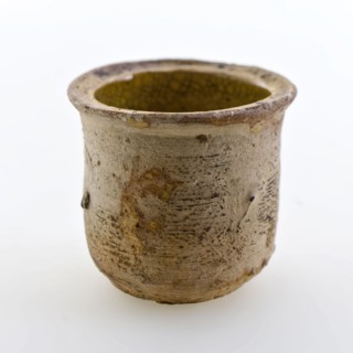 Pottery ointment jar, white shard, internally glazed yellow, ointment jar pot holder soil find ceramic earthenware glaze lead