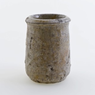 Stoneware ointment jar, white shard, completely glazed in gray, ointment jar pot holder soil find ceramic stoneware glaze salt