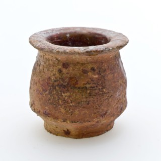 Pottery belly model ointment jar, red shard, internally glazed, ointment jar pot holder soil find ceramic earthenware glaze lead