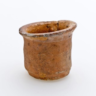 Pottery ointment jar, cylindrical model, red shard, internally glazed, ointment jar pot holder soil find ceramic earthenware