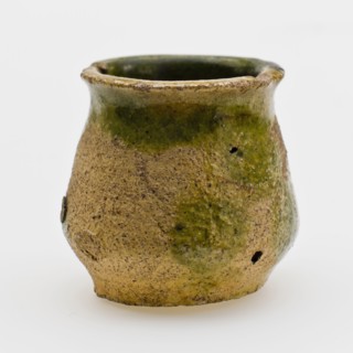 Pottery belly model ointment jar, gray shard, dark green glazed, ointment jar pot holder soil find ceramic earthenware glaze