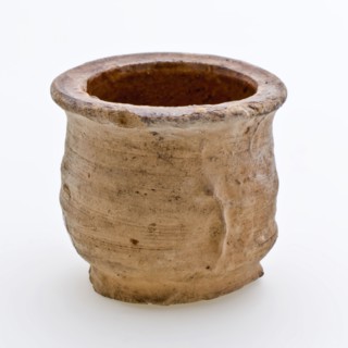 Pottery ointment jar, cylindrical model, red shard, internally glazed, ointment jar pot holder soil find ceramic earthenware