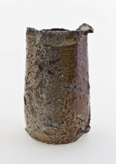 Stoneware ointment jar, conical model, entirely gray and brown glazed, ointment jar pot holder soil find ceramic stoneware glaze