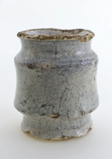 Pottery ointment jar, high model, entirely glazed in gray, ointment jar pot holder soil find ceramic earthenware glaze tinglaze