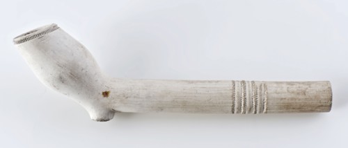 Abram Danielsz. van Hoorn, White clay pipe, marked, stemmed with simple rings, clay pipe smoking equipment smoke floor pottery