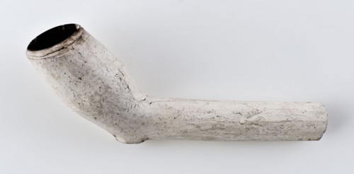 White clay pipe, unnoticed, with smooth handle, clay pipe smoking equipment smoke floor pottery ceramics pottery, pressed