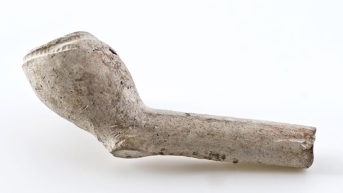White clay pipe, unnoticed, with smooth handle, clay pipe smoking equipment smoke bottom pottery ceramic pottery, pressed